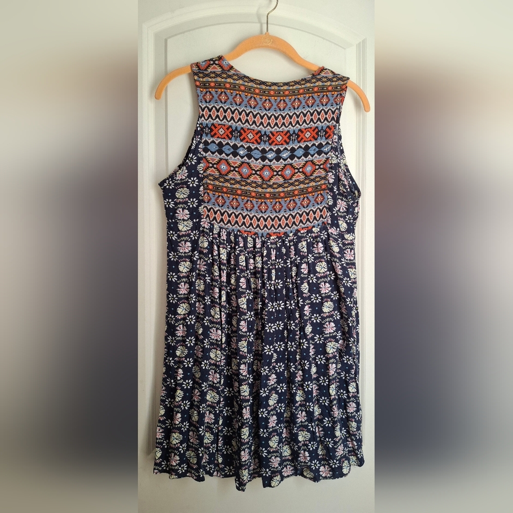 Umgee Aztec Print Colorful Sleeveless MiniDress Multicolor Sz S Bohemian Summer - Picture 3 of 5
